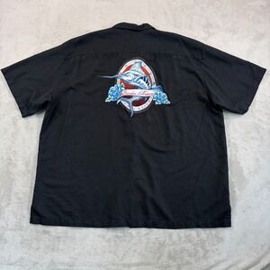 Tommy Bahama Marlin Paradise Nation Embroidered Shirt men 2XL Black 100% Silk